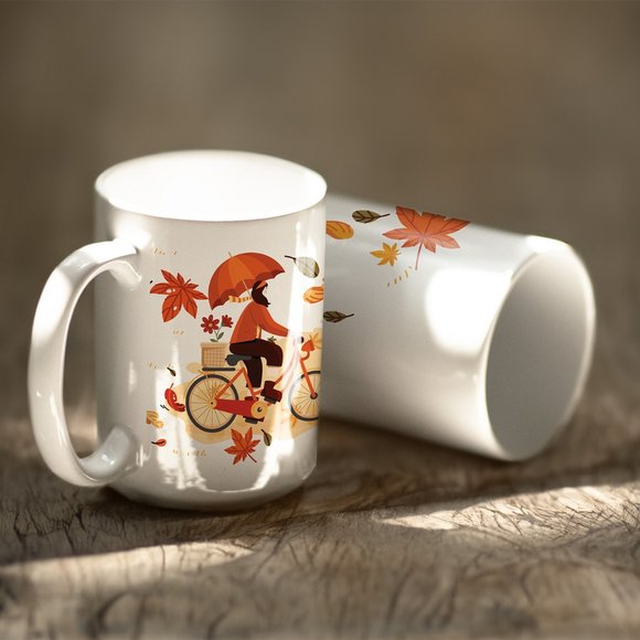 Welcome Autumn Coffee Mug. Thanksgiving Coffee Cup. Fall 15oz Ceramic Mug. - Picture 2 of 4